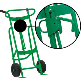 2-Wheel Hand Truck For Steel/Plastic/Fiber Drums, Rubber Wheels, Green