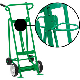 4-Wheel Hand Truck with Hand Brake For Plastic Drums, Solid Rubber & Poly Wheels, Green