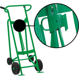 4-Wheel Hand Truck For Fiber Drums, Rubber & Rear Poly Wheels, Green