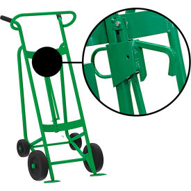Valley Craft 4-Wheel Hand Truck For Steel/Plastic/Fiber Drums, Rubber & Rear Poly Wheels, Green