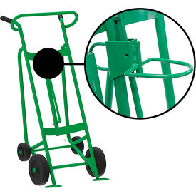 4-Wheel Hand Truck For Plastic Drums, Rubber & Rear Poly Wheels, Green