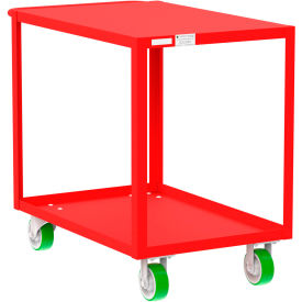 Steel Utility Cart with 2 Shelves, Flat Top, 2000 lb. Capacity, 41"L x 24"W x 36"H, Red