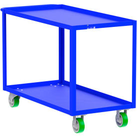 Steel Utility Cart with 2 Shelves, 2000 lb. Capacity, 53"L x 24"W x 36"H, Blue