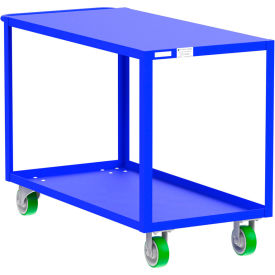 Steel Utility Cart with 2 Shelves, Flat Top, 2000 lb. Cap., 53"L x 24"W x 36"H, Blue