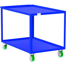 Steel Utility Cart with 2 Shelves, 2000 lb. Capacity, 53"L x 30"W x 36"H, Blue