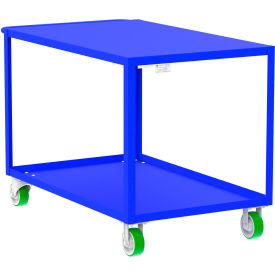 Steel Utility Cart with 2 Shelves, Flat Top, 2000 lb. Cap., 53"L x 30"W x 36"H, Blue