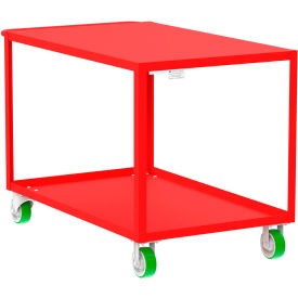 Steel Utility Cart with 2 Shelves, Flat Top, 2000 lb. Capacity, 53"L x 30"W x 36"H, Red