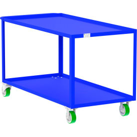 Steel Utility Cart with 2 Shelves, 2000 lb. Capacity, 65"L x 30"W x 36"H, Blue