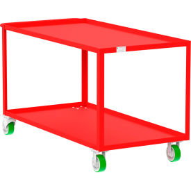 Steel Utility Cart with 2 Shelves, 2000 lb. Capacity, 65"L x 30"W x 36"H, Red