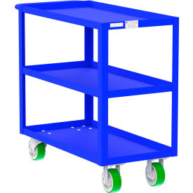 Steel Utility Cart with 3 Shelves, 2000 lb. Capacity, 41"L x 18"W x 36"H, Blue