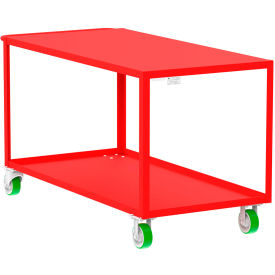 Steel Utility Cart with 2 Shelves, Flat Top, 2000 lb. Capacity, 65"L x 30"W x 36"H, Red
