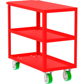 Steel Utility Cart with 3 Shelves, Flat Top, 2000 lb. Capacity, 41"L x 18"W x 36"H, Red