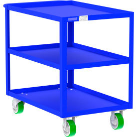 Steel Utility Cart with 3 Shelves, 2000 lb. Capacity, 41"L x 24"W x 36"H, Blue