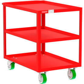 Steel Utility Cart with 3 Shelves, 2000 lb. Capacity, 41"L x 24"W x 36"H, Red