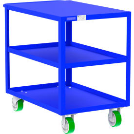 Steel Utility Cart with 3 Shelves, Flat Top, 2000 lb. Capacity, 41"L x 24"W x 36"H, Blue