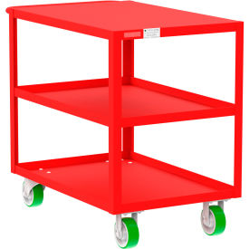Steel Utility Cart with 3 Shelves, Flat Top, 2000 lb. Capacity, 41"L x 24"W x 36"H, Red