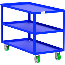 Steel Utility Cart with 3 Shelves, 2000 lb. Capacity, 53"L x 24"W x 36"H, Blue