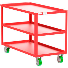 Steel Utility Cart with 3 Shelves, 2000 lb. Capacity, 53"L x 24"W x 36"H, Red