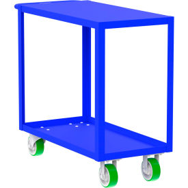 Steel Utility Cart with 2 Shelves, Flat Top, 2000 lb. Capacity, 41"L x 18"W x 36"H, Blue