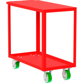 Steel Utility Cart with 2 Shelves, Flat Top, 2000 lb. Capacity, 41"L x 18"W x 36"H, Red