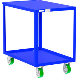 Steel Utility Cart with 2 Shelves, Flat Top, 2000 lb. Cap., 41"L x 24"W x 36"H, Blue