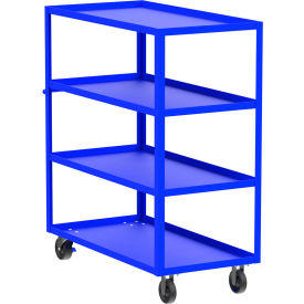 Steel Utility Cart with 4 Shelves, 3600 lb. Capacity, 53"L x 24"W x 56"H, Blue