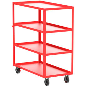 Steel Utility Cart with 4 Shelves, 3600 lb. Capacity, 53"L x 24"W x 56"H, Red