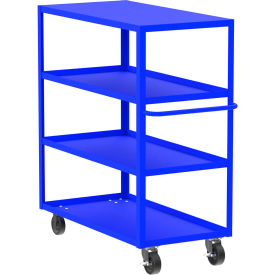 Steel Utility Cart with 4 Shelves, Flat Top, 3600 lb. Capacity, 53"L x 24"W x 56"H, Blue