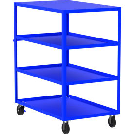 Steel Utility Cart with 4 Shelves, Flat Top, 3600 lb. Cap., 53"L x 30"W x 56"H, Blue