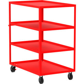 Steel Utility Cart with 4 Shelves, 3600 lb. Capacity, 53"L x 30"W x 56"H, Red