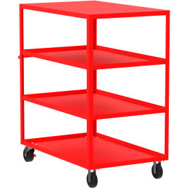 Steel Utility Cart with 4 Shelves, Flat Top, 3600 lb. Capacity, 53"L x 30"W x 56"H, Red