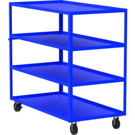 Steel Utility Cart with 4 Shelves, 3600 lb. Capacity, 65"L x 30"W x 56"H, Blue