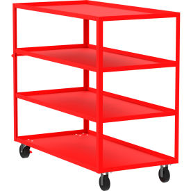 Steel Utility Cart with 4 Shelves, 3600 lb. Capacity, 65"L x 30"W x 56"H, Red