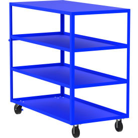 Steel Utility Cart with 4 Shelves, Flat Top, 3600 lb. Cap., 65"L x 30"W x 56"H, Blue