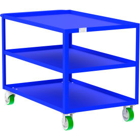 Steel Utility Cart with 3 Shelves, 2000 lb. Capacity, 53"L x 30"W x 36"H, Blue