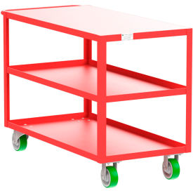 Steel Utility Cart with 3 Shelves, Flat Top, 2000 lb. Capacity, 53"L x 24"W x 36"H, Red