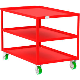 Steel Utility Cart with 3 Shelves, 2000 lb. Capacity, 53"L x 30"W x 36"H, Red