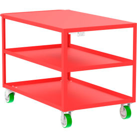 Steel Utility Cart with 3 Shelves, Flat Top, 2000 lb. Capacity, 53"L x 30"W x 36"H, Red