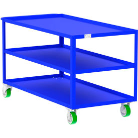Steel Utility Cart with 3 Shelves, 2000 lb. Capacity, 65"L x 30"W x 36"H, Blue