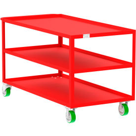 Steel Utility Cart with 3 Shelves, 2000 lb. Capacity, 65"L x 30"W x 36"H, Red
