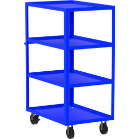 Steel Utility Cart with 4 Shelves, 3600 lb. Capacity, 41"L x 24"W x 56"H, Blue