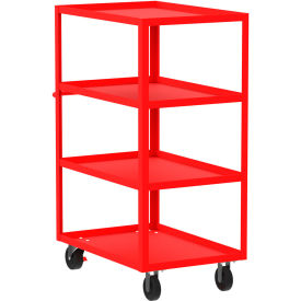 Steel Utility Cart with 4 Shelves, 3600 lb. Capacity, 41"L x 24"W x 56"H, Red