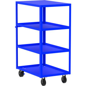 Steel Utility Cart with 4 Shelves, Flat Top, 3600 lb. Capacity, 41"L x 24"W x 56"H, Blue