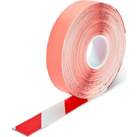 2"W x 98'L, Red/White Heavy Duty Hazard Floor Marking Tape