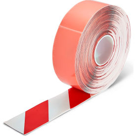 Heavy Duty Hazard Floor Marking Tape, 3"W x 98'L, Red/White