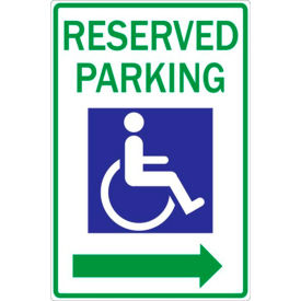 Eco Parking Sign Reserved Handicap Parking Left Arrow, 18"H x 12"W, 1/16" Thick