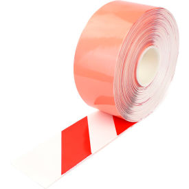 PermaStripe Heavy Duty Hazard Floor Marking Tape, 4"W x 98'L, Red/White