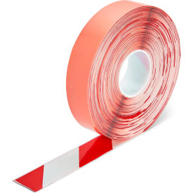 Smooth Heavy Duty Hazard Floor Marking Tape, 2"W x 98'L, Red/White