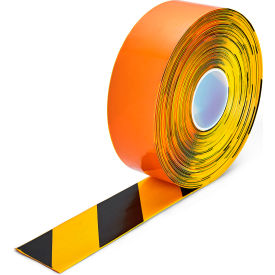 Smooth Heavy Duty Hazard Floor Marking Tape, 3"W x 98'L, Black/Yellow