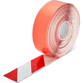 Smooth Heavy Duty Hazard Floor Marking Tape, 3"W x 98'L, Red/White